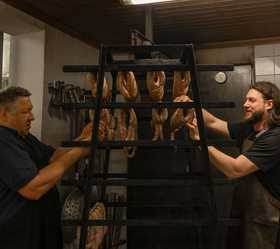 Hans und Michael mit Wurst Hans und Michael mit Wurst